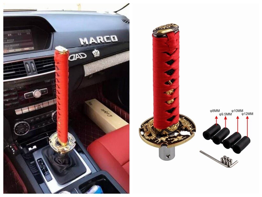 Automatic Car Gearbox Handles Gear Car Modified Gear Shift Head Long Samurai Gear Shift Head Aluminum Alloy: Red