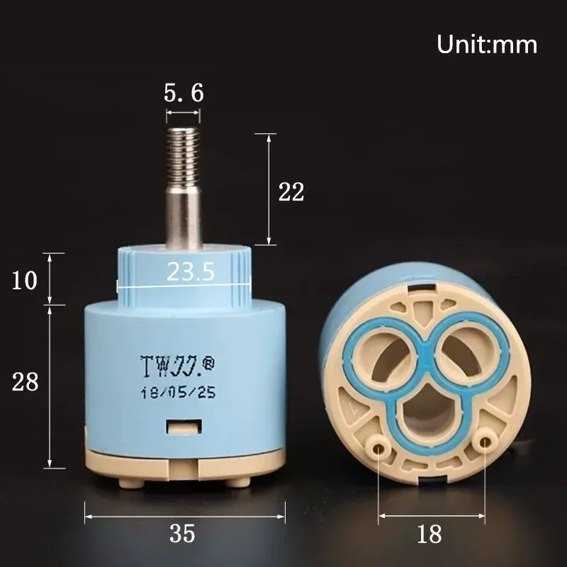 Cartouche en céramique pour robinet, 25mm/35mm/40mm, cartouche pour centre commercial, cuisine, bain, bassin, accessoires de douche: Bleu