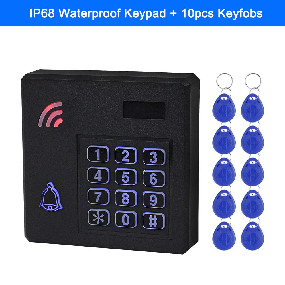 IP68 Waterproof Access Control System Outdoor RFID Keypad WG26 Access Controller Keyboard Rainproof 10 EM4100 Keyfobs for Home: Keypad with 10 Keys