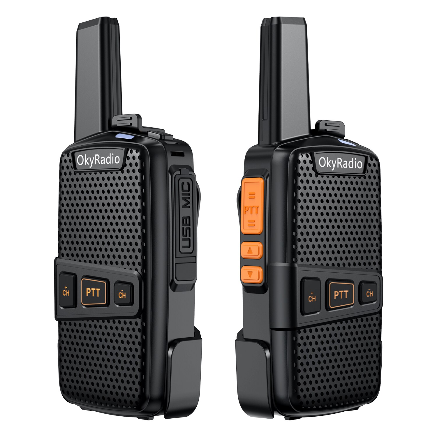 OkyRadio-walkie-talkie portátil, dispositivo resistente al agua, 6km de llamada, batería de 2022 mAh, 5w, 4800: Black-2PCS
