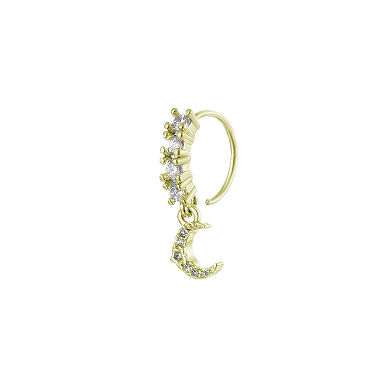 1 Uds. De aro de cristal CZ para tabique, Clickers, anillo para la nariz, Piercing para cartílago, pendiente de hélice, joyería para el trago, aros Daith, pendientes de lóbulo Rook: Chapado en cobre envejecido