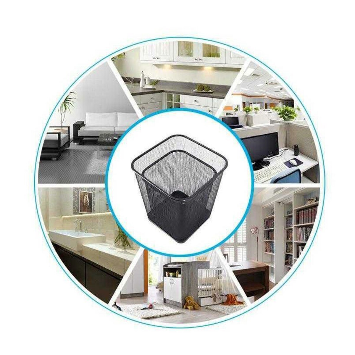 Square Mesh Wastebasket Trash Can of Small and Large Size Paper Basket Waste Bins for KItchen Bedroom Office and Home Use