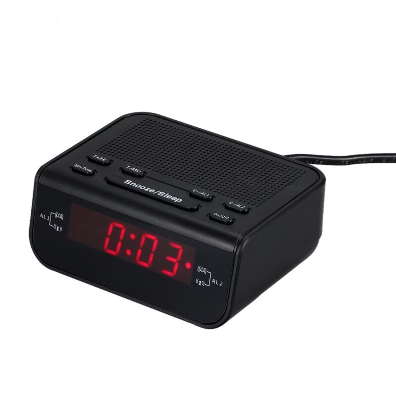 Digitale Fm Wekker Radio Met Dual Alarm Sleep Timer Led Rood Tijd Display Sz
