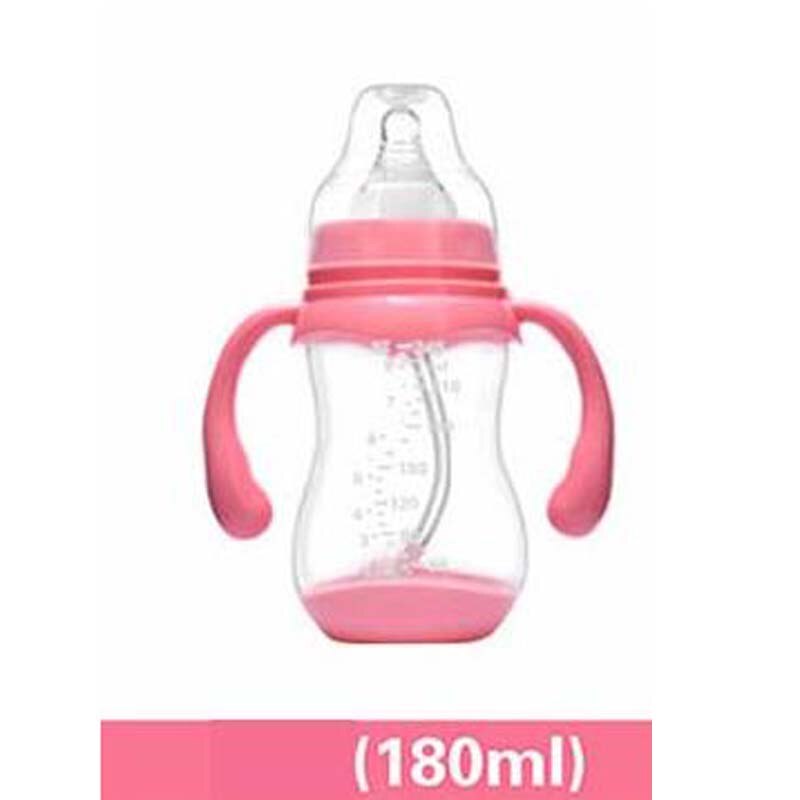 PP Wide Mouth Baby Bottle With Dust Cover Infant Anti-flatulence Baby Bottle Size 180ml/240ml/320ml with Temperature Sensing: 180ML Pink