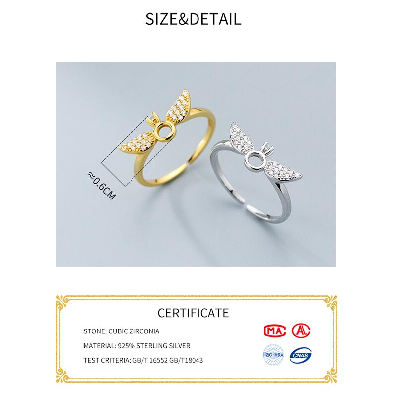 Inzatt Real 925 Sterling Zilver Zirkoon Bee 18K Gold Verstelbare Ring Voor Charmante Vrouwen Leuke Fijne Sieraden Minimalistische Accessoires