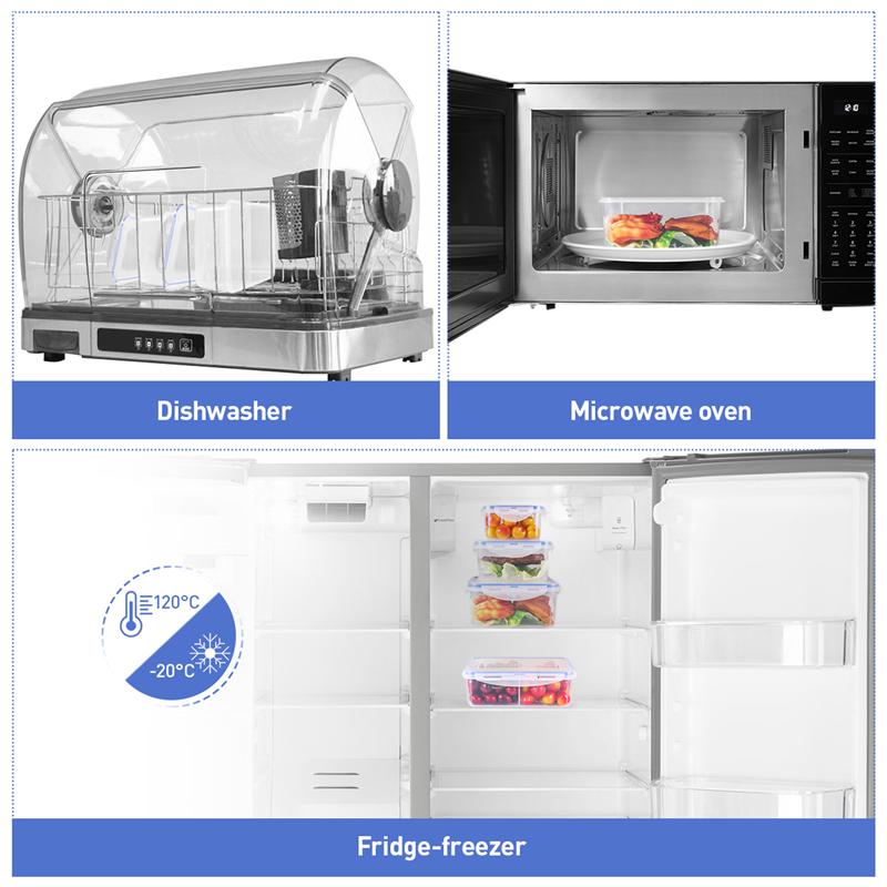 4PCS Transparent Simple Food Storage Containers Set for Home Store Restaurant Four piece plastic food preservation box