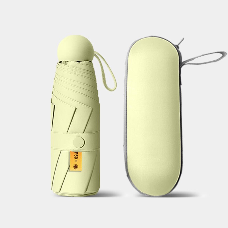 Mini Five-fold Ultra-light Compact Portable Capsule Sun Umbrella Female Sunscreen UV Protection Sunshade Umbrella Dual-use: Light Yellow