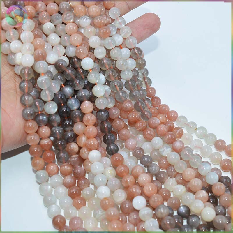 Buona Qualità di colore Misto Naturale di Pietra di luna Branelli Allentati Rotondi 6mm, 8mm, 10mm