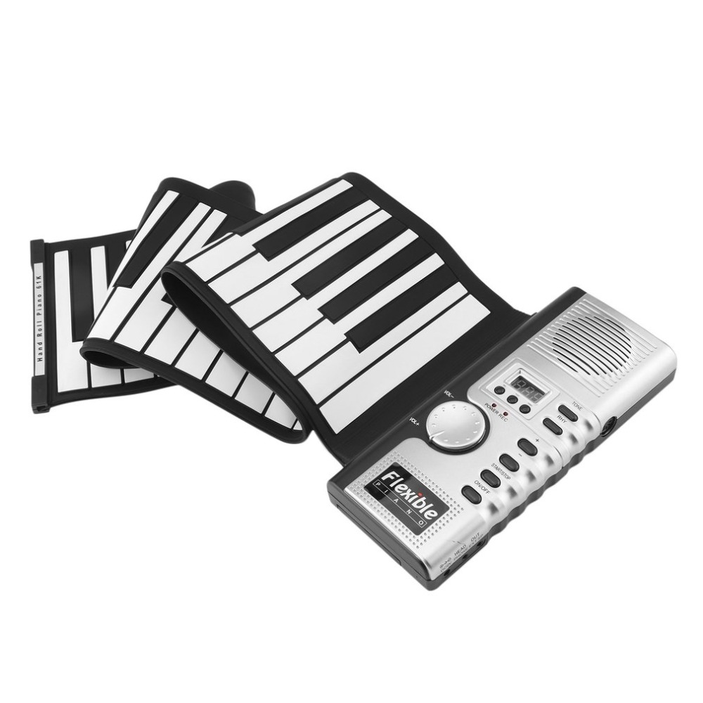 61 Keys 128 Tones Roll Up Electronic Piano Keyboard Portable Digital Keyboard Piano Flexible Rechargeable Musical Instrument