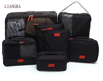 7pcs/set Men Travel Bag Sets Waterproof Packing Cube Portable Clothes Sort Case Women Luggage Organizer Bag Accessories