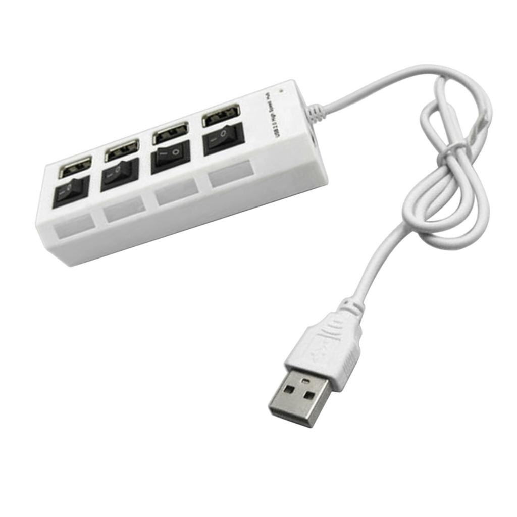 4 Ports USB 2.0 Expansion Splitter Hub with Individual On / Off Switch and LED PC Laptop with 50cm Cable