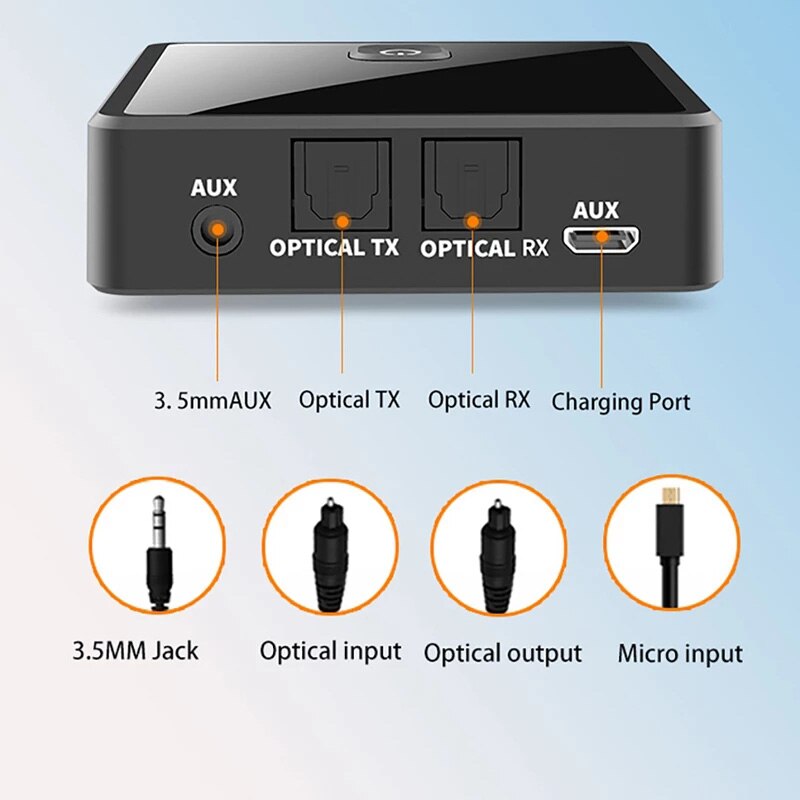 Bluetooth-ontvanger en -zender 2 in 1 glasvezel bluetooth-adapter 5.0 draadloze zenders