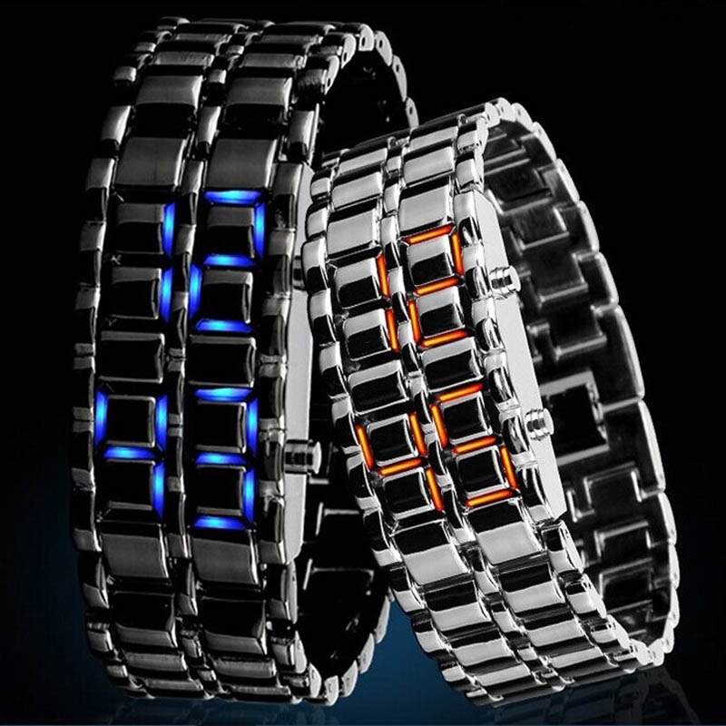 Lava Iron Samurai Horloge Mannen Rvs Led Digitale Horloges Mannen Sport Horloges Elektronische Reloj Hombre Relogio Masculino