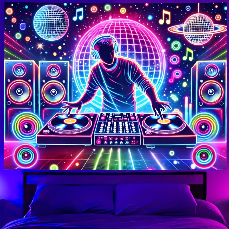 Tapiz fluorescente multifuncional para dormitorio, sala de estar, oficina, sala de juegos, gimnasio, decoración de , decoración de pared reactiva a los rayos UV