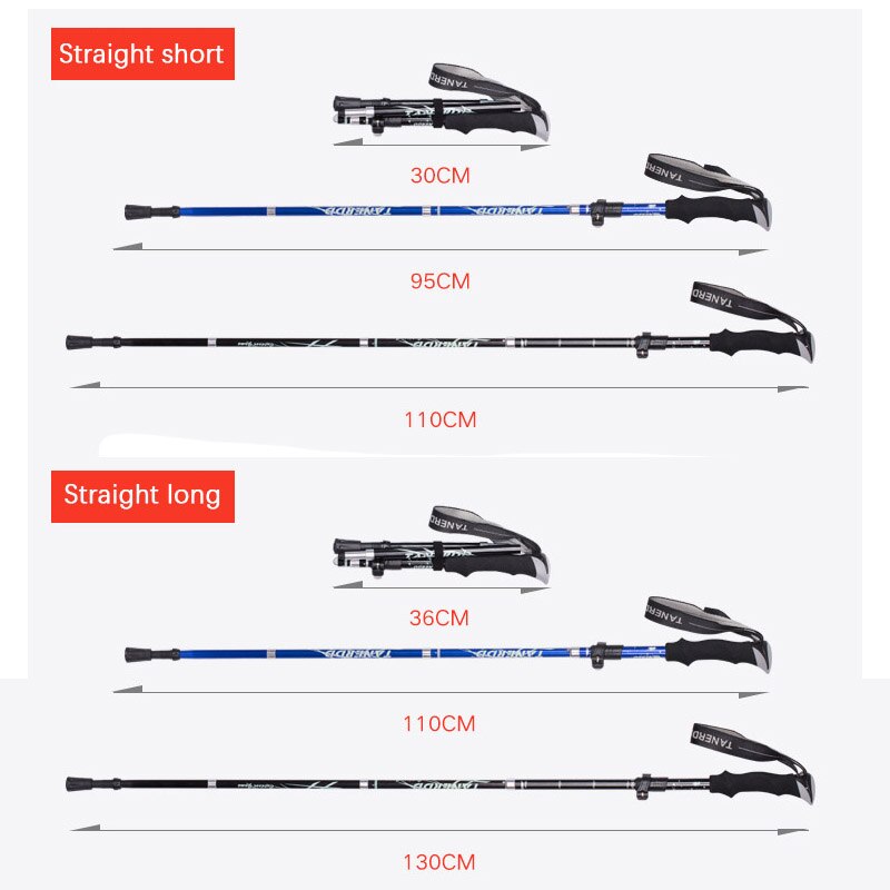 Spaserstokk karbonfiber lett karbon aluminium 5 seksjon ekstern lås utendørs fjellklatring fotturer