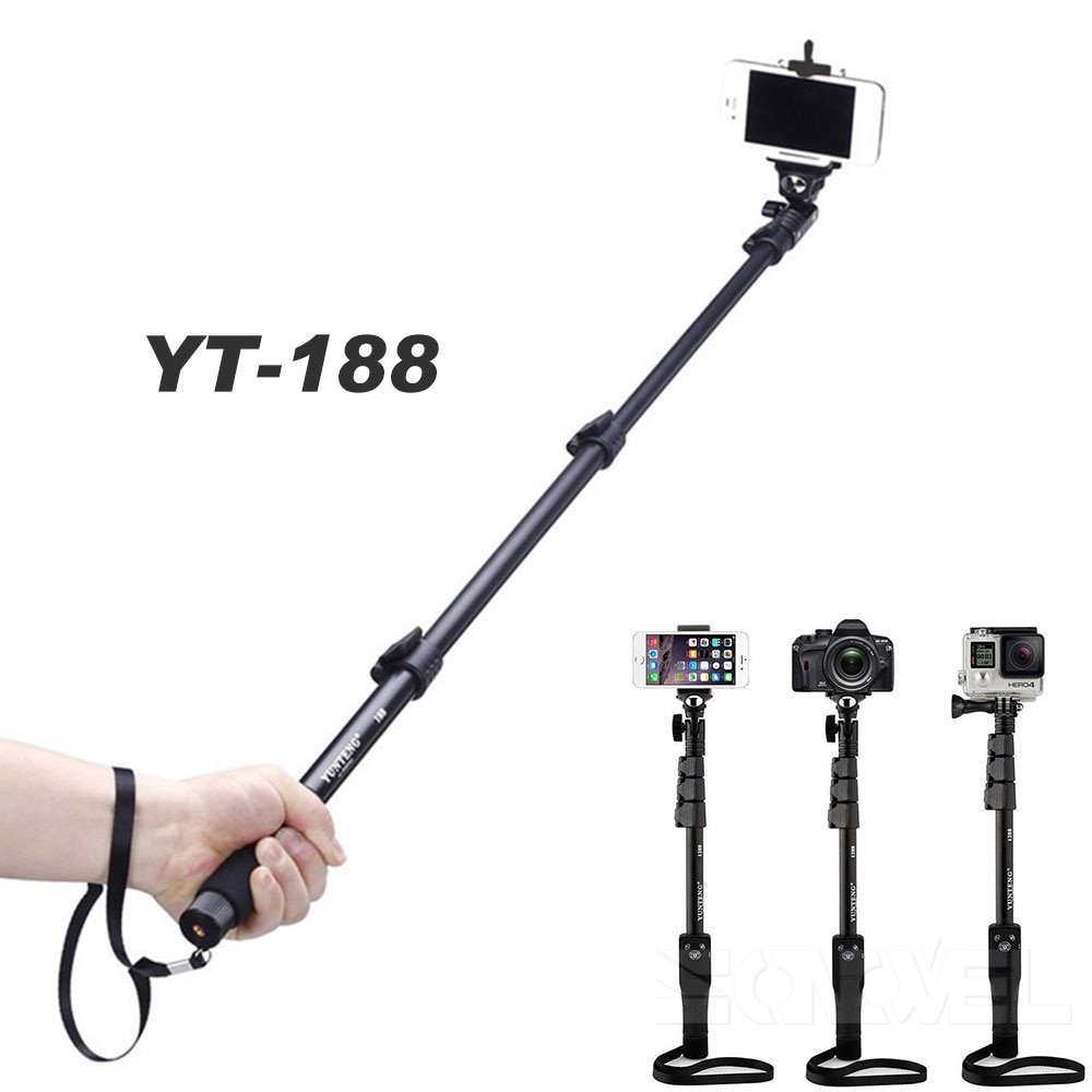 Yunteng 188 Handheld Extendable Pole Selfies Camera Monopod Selfie Stick Tripod Para Selfie For Phones iphone 7 8 Gopro 4/5/6/7