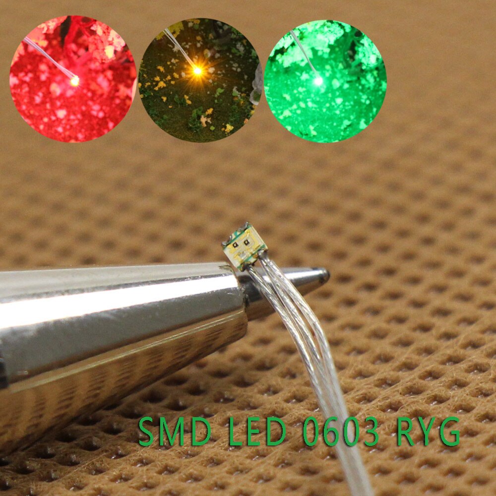 T0603RGY 20pcs Pre-soldered micro litz wired leads Red Green Yellow SMD Led 0603