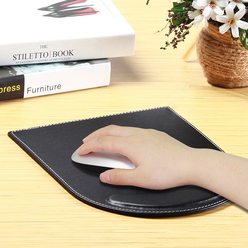 DZLST Mouse Pad Luxury Leather Waterproof Non Slip For Office Business With Wrist Rest Built In Silicone Mouse Pad