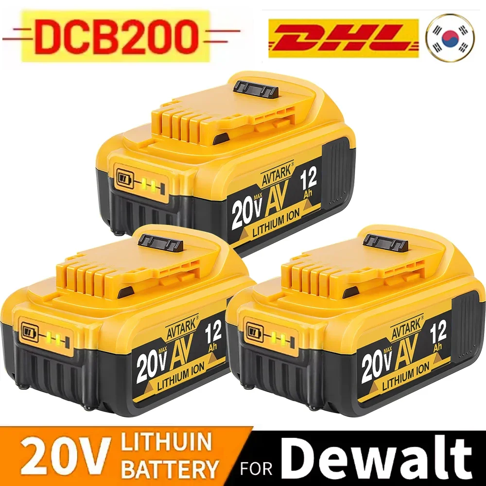 100% Original 12000mAh 20V for Dewalt Power Tool Battery DCB206 20V 12.0Ah Battery DCB206 20V Battery DCB205 DCB200 DCB204-2