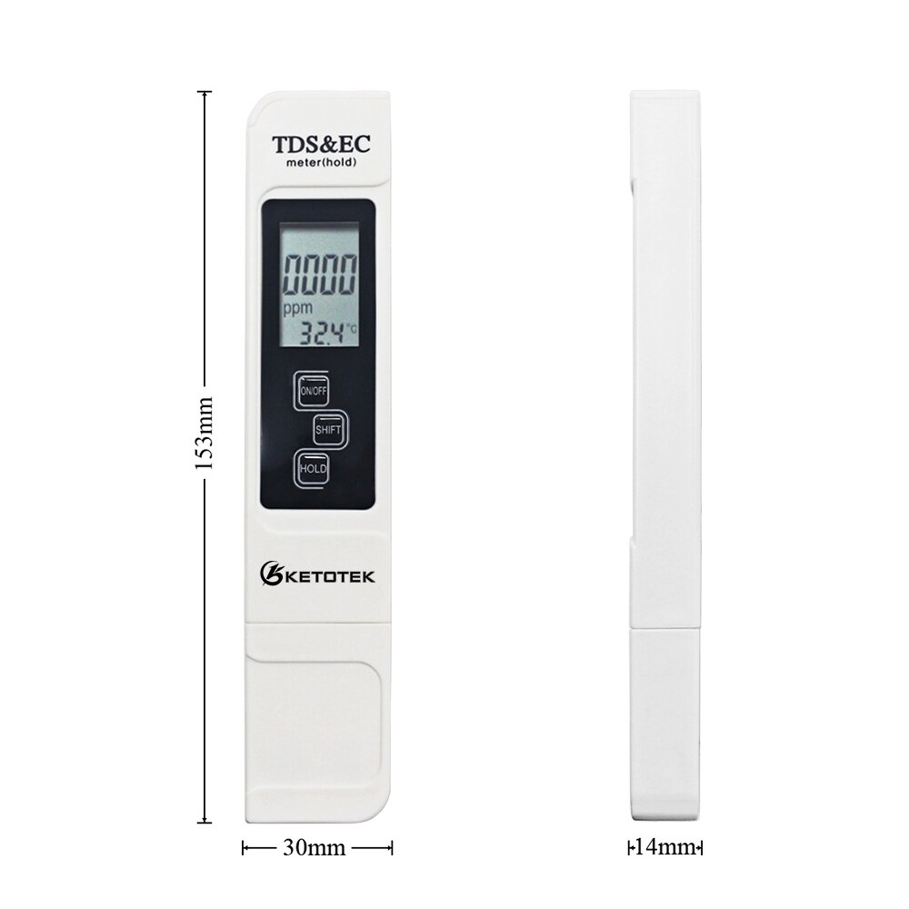 Bærbar digital ph meter 0.00-14.0 ph tester tds & ec meter termometer 0-9999us/cm 0-9999 ppm 0.1-80.0 graders vandkvalitetsmonitor