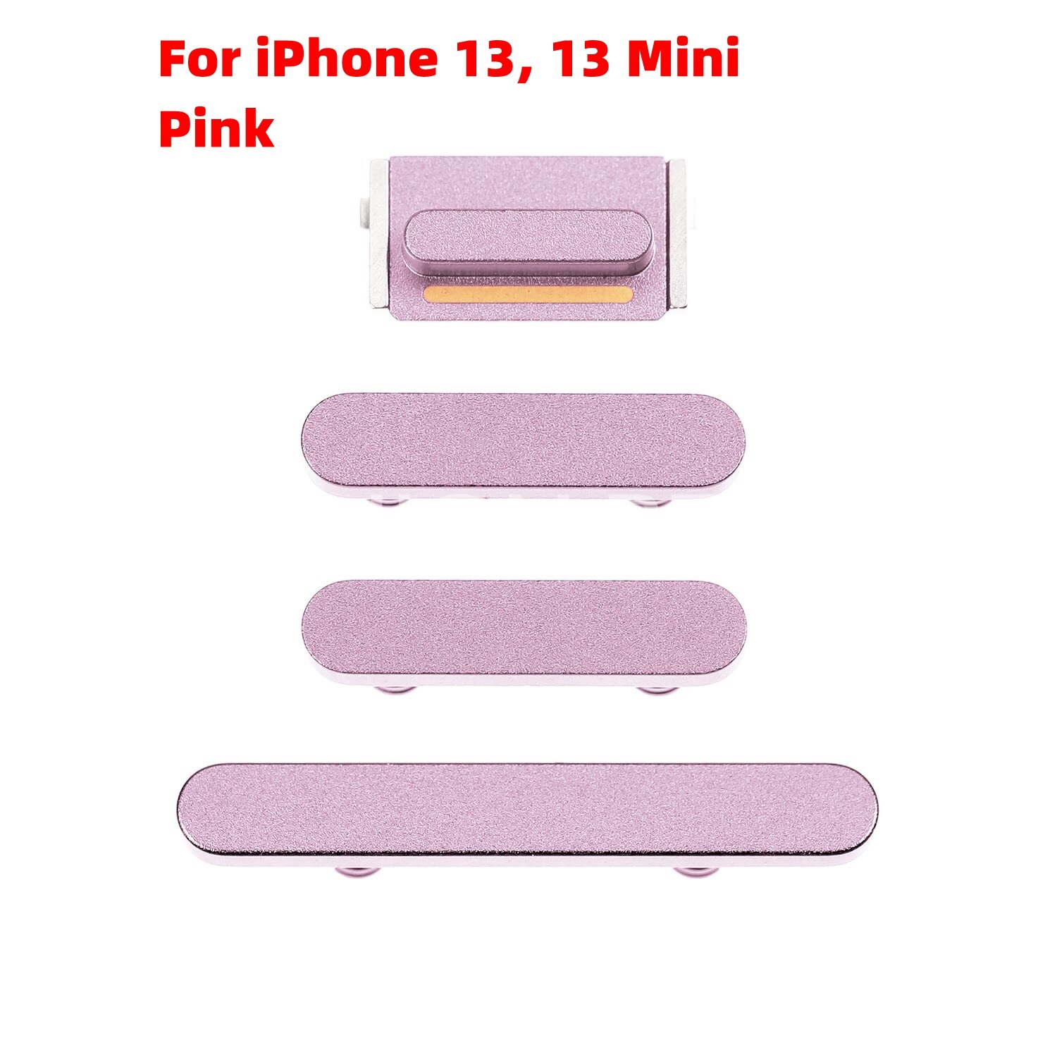 For iPhone 13 , 13 Pro Max Mini Volume Vibrate Key Switch Power Button Lock Side Button Full Set Smartphone Replacement Parts: 13 13Mini Pink