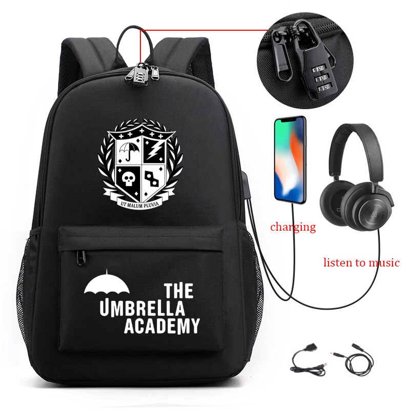 The Umbrella Academy Backpack Students Capacity School Bags For Boy Girl Teenager USB Charge Computer Anti-theft Laptop Mochilas