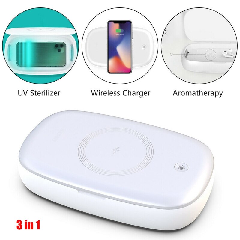 3 in 1 UV Light Sanitization Box Phone Disinfect Box Aromatherapy Box with Fast Wireless Charging: Default Title