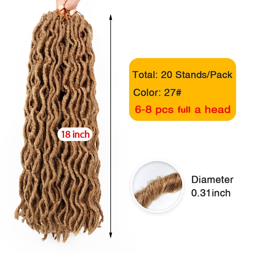 AliLeader 7colors Synthetic Crochet Braids Curly 12/ 18inch Nu Locs Crochet Extensions 20strand Goddess Faux Locs Crochet Hair: T27/30/4