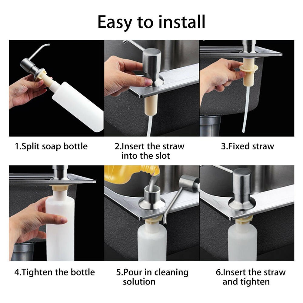 Sink Soap Bottle Kitchen Sink Soap Dispenser 304 Brushed Stainless Steel 10.7" X 2.16" Stainless Steel Soap Dispensers
