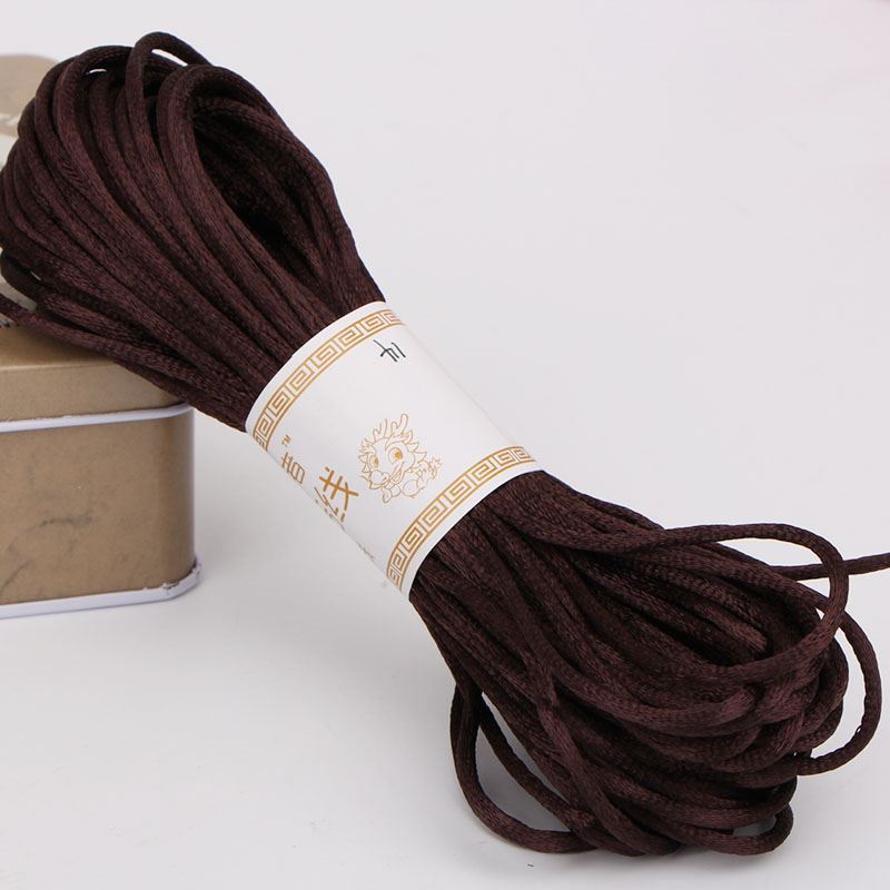 20m färger mjukt satin siden macrame sladdar diy kinesisk knut handgjorda väva rep smycken fynd pärlor dekorativt snöre touw: Kaffesnören