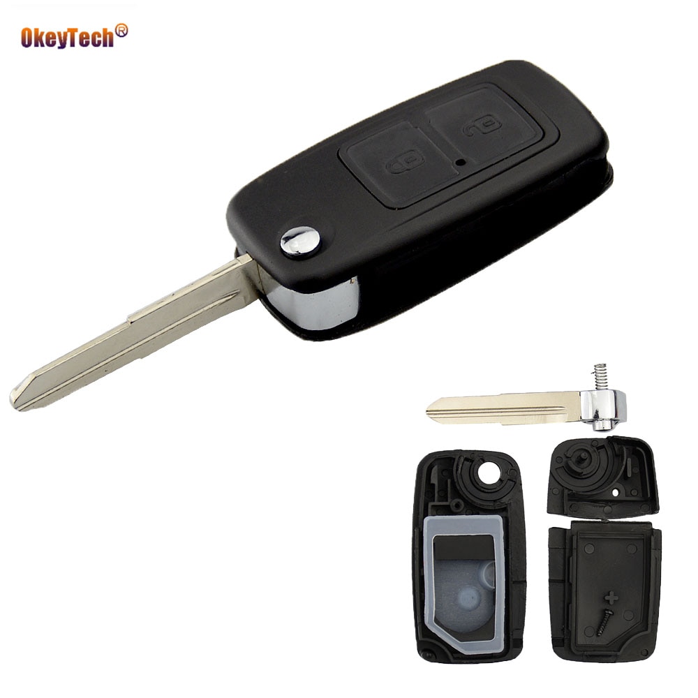 Okeytech Remote Flip Folding Autosleutel Shell Case Fob Voor Chery A5 Fulwin Tiggo E5/A1 2 Knop Sleutel cover Vervanging Ongesneden Blade