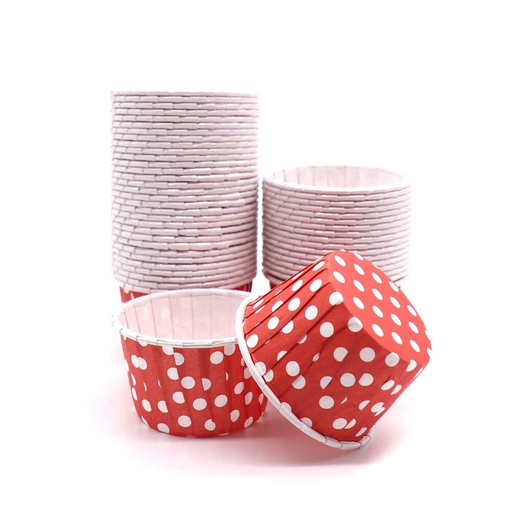 50Pcs Muffin Cake Cupcake Gevallen Kleur Dot Oilproof Cupcake Liner Bakken Cup Lade Case Wedding Party Caissettes Wrapper Papier: Q