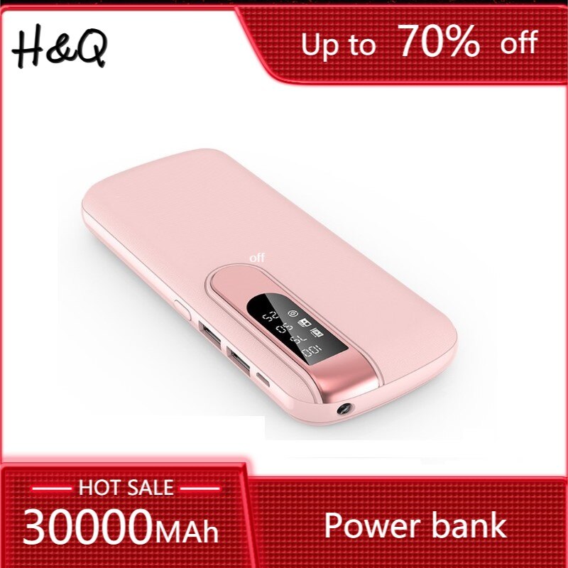 30000 mAh Power Bank Portable Phone Charger Large Capacity Powerbank Outdoor Travel LCD Digital Display LED Lighting Poverbank