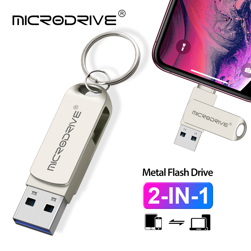 Rotate Usb 3.0 Flash Drive for iPhone with 2 in 1 USB-A to lightning interface 32-256GB pendrive for Iphone7/8/9/11/12/13 / Ipad