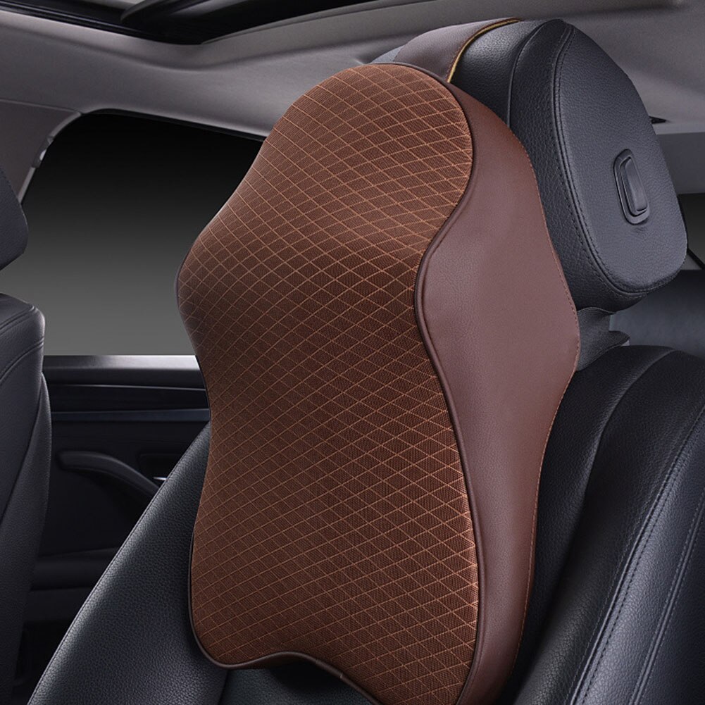 3D Memory Foam Car Headrest Car Neck Pillow Head Restraint In Car Headrest Pillow Automobile Pillow Neck Travel Pillow: Brown
