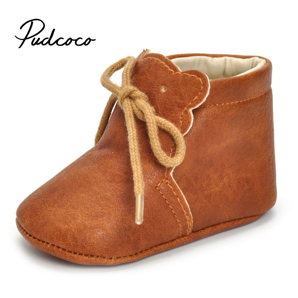 Pudcoco bébé nouvelle semelle souple cheville en cuir synthétique chaussures infantile enfant en bas âge garçons filles berceau chaussures Prewalker premier marcheur 0-18M