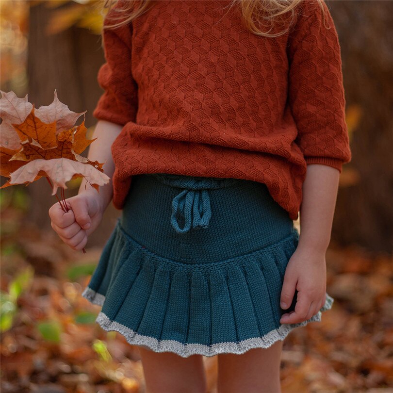 Baby Meisjes Rok Gebreide Babykleertjes Herfst Winter Ruffle Tulle Peuter Rok Met Shorts Katoen Kinderen Rokken Voor Meisje 1-5Y