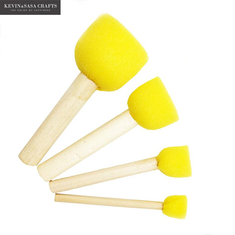 Pincel de esponja para pintar con acuarela para niños, suministros de arte, conjunto de pinceles, esponja corporal de madera para pelo, pintura al óleo de 4 tamaños, 4 Uds./venta