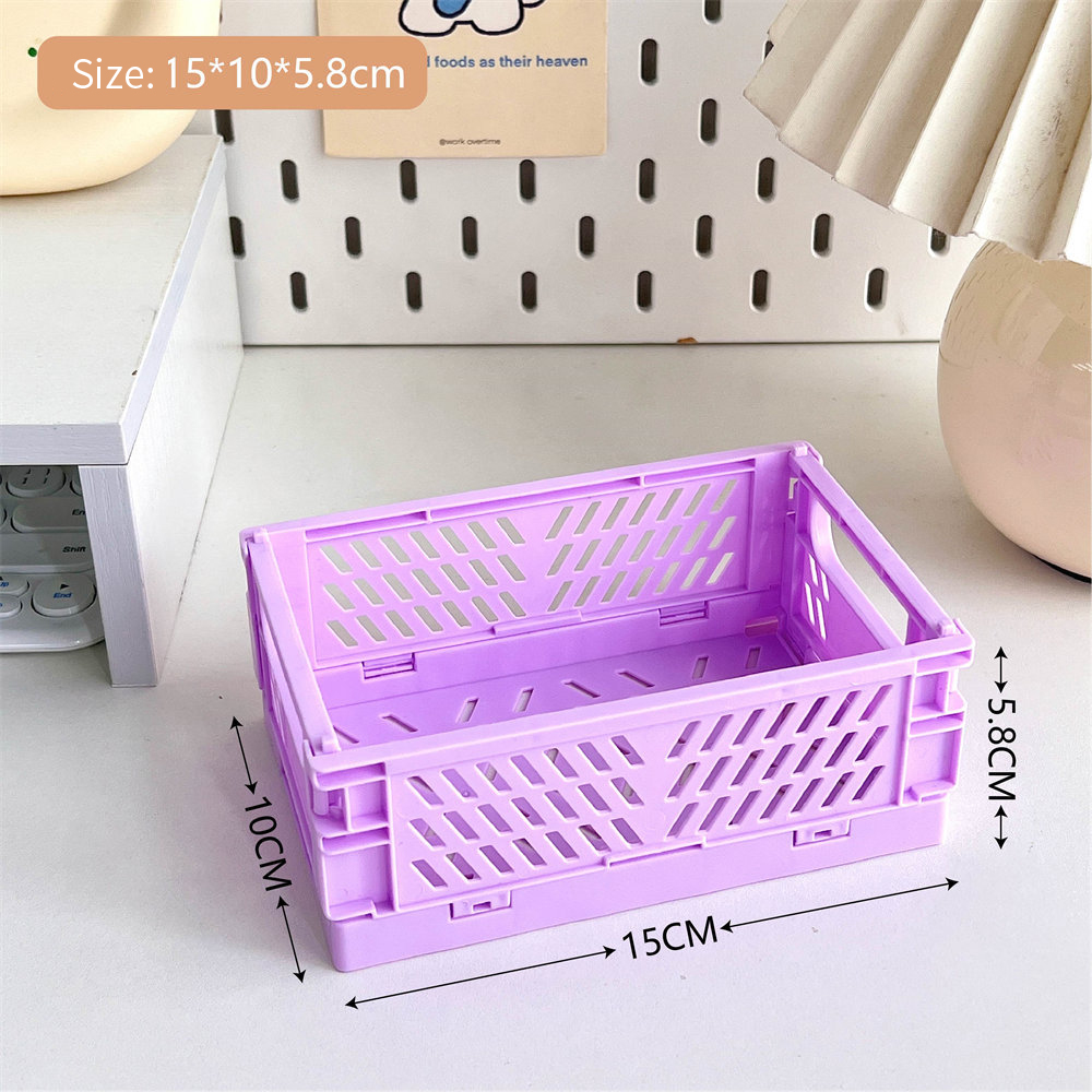 Opvouwbare krat Plastic opvouwbare opbergdoos Mand Utility Cosmetische container Desktophouder Thuisgebruik Schoolbank opbergdoos: Rood