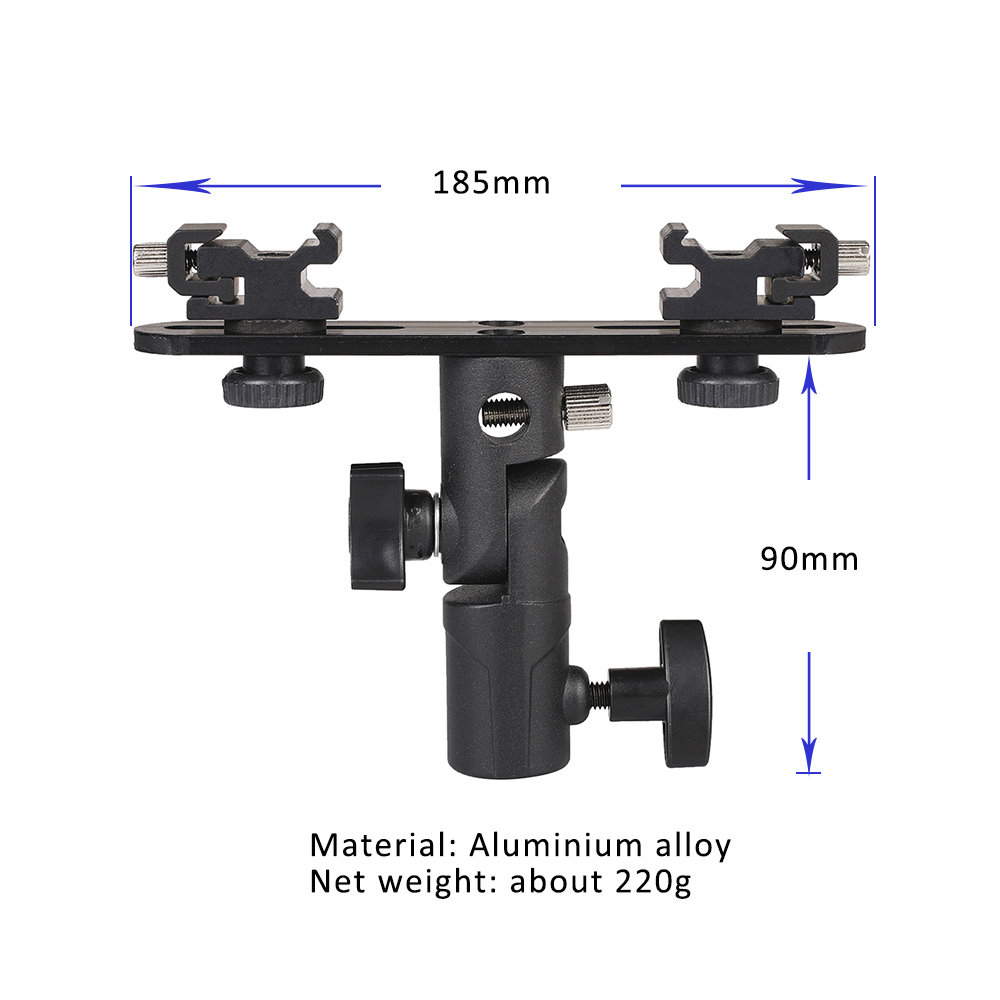 2 supports de caméra Flash, support de parapluie pour Canon, Nikon, Sony Speedlite, moniteur, Microphone, caméscope