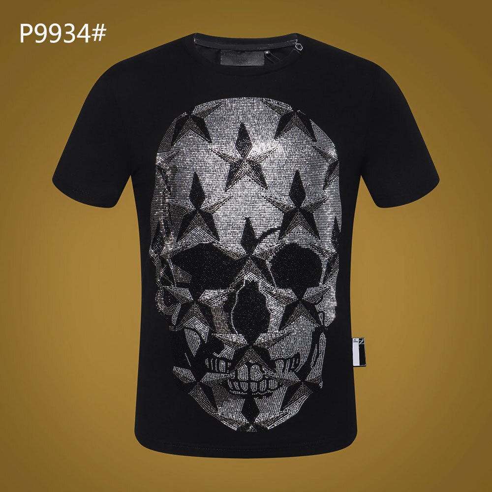 PP Men T-shirt Round Neck Short Sleeve Men Tops 3D Printed Skull Short Sleeve Hip Hop Streetwear Male Sports T-shirt: XXXL