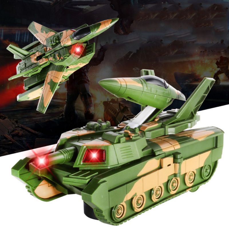 Tanque de avión de deformación eléctrica 2 en 1 transformación de luz LED de voz 63HE