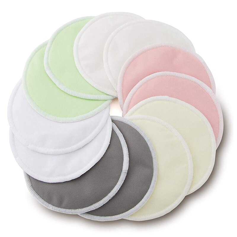 Organic Bamboo Nursing Pads (12 Pack) with Bonus Laundry Bag By - Washable Breastfeeding Pad Are Super Soft, Reusable and Hypoal