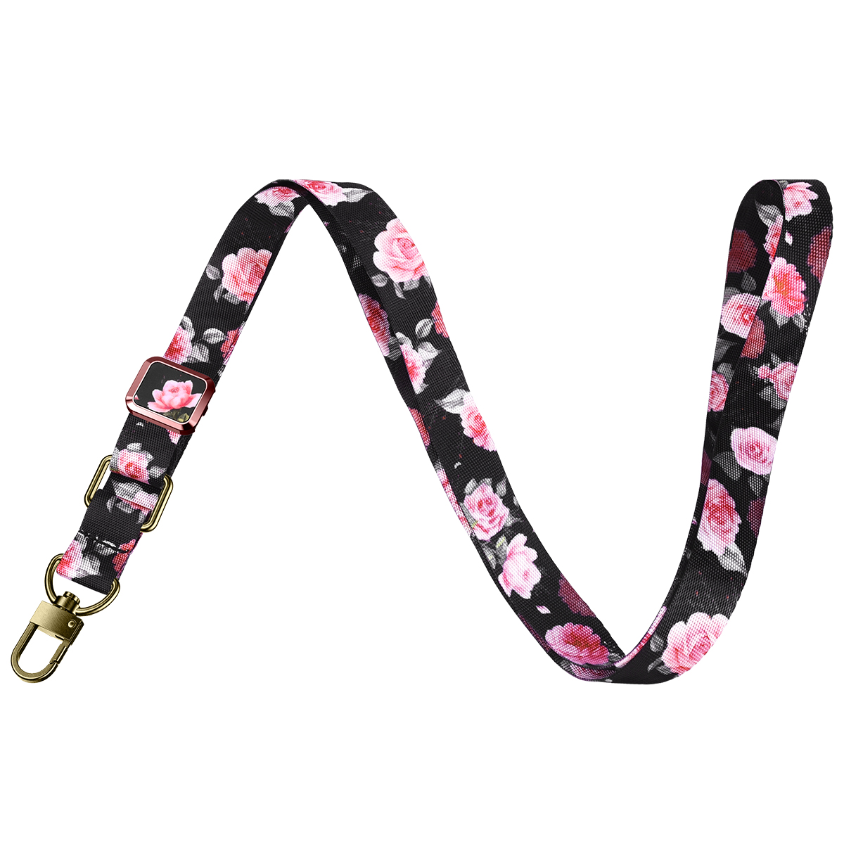 640*20Mm Luxe Sleutelhanger Bandjes Touw Mobiele Telefoon Charm Neck Strap Lanyard Voor Id Card Holde Keycord Diy lariat Touw Patroon: Rose