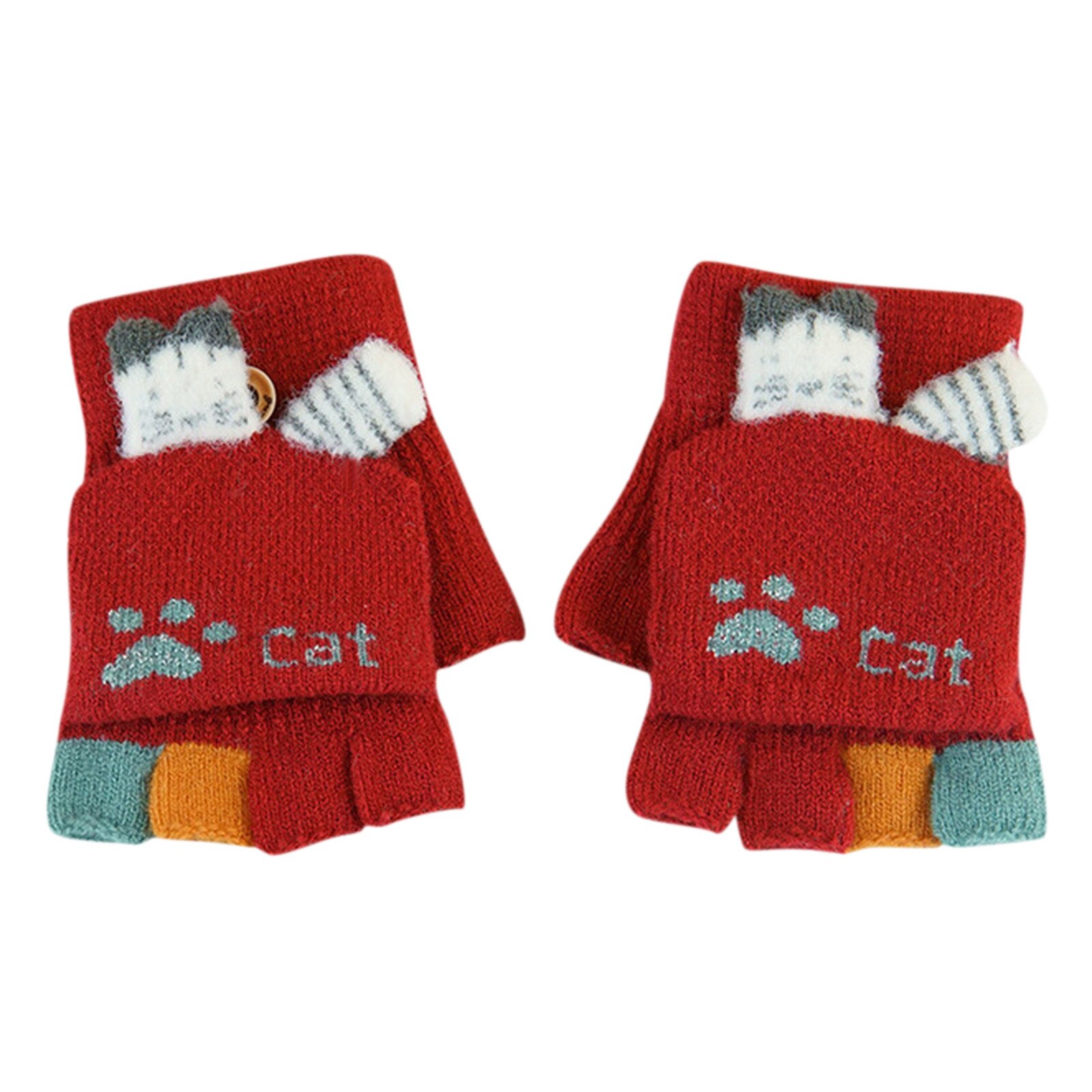 Heißesten kinder Neue Niedlich Winter Warme Unisex Junge Mädchen Kaschmir Gestrickte Clamshell Handschuhe: Red