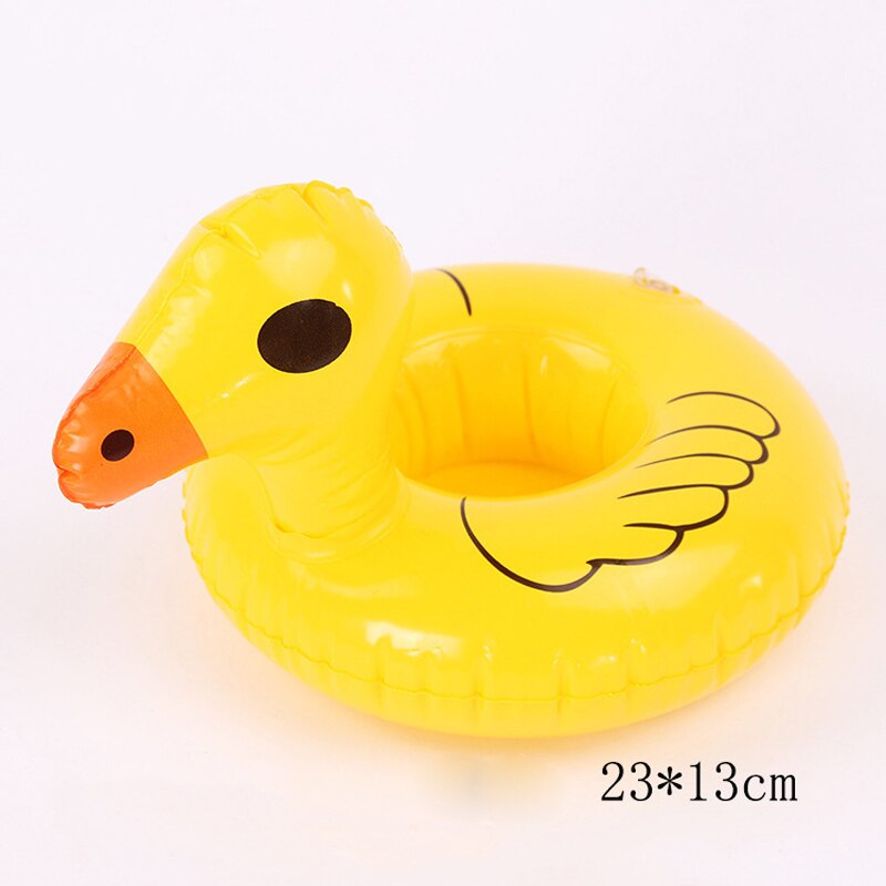 Aufblasbarer becherhalter mit cartoon-ente, getränkehalter für schwimmbad, schwimmhilfe, badespielzeug, partydekoration, baruntersetzer, badespielzeug: Gelbe ente