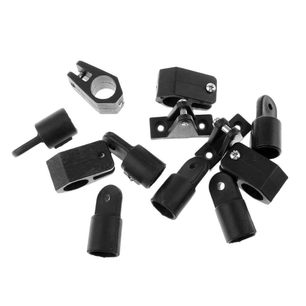 12 PCS Boat Nylon Bimini Top Fittings Hardware Set 7/8 inch - Black
