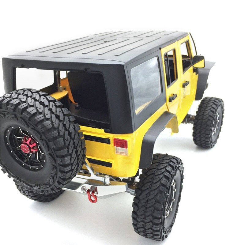 SCX10 CNC Rear Bumper Bull Bar with Spare Tire Carrier Shackles for Rock Crawler Rc Truck SCX10 II Jeep Wrangler,Grey