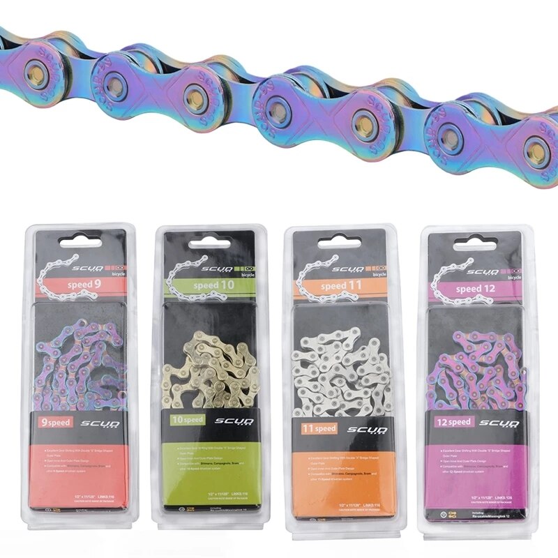 Chaîne de vélo ajourée dorée arc-en-ciel, pour KMC X9 X10 X11 X12, 9/10/11/12 vitesses, pour vtt/vélo de route, 116L 126L