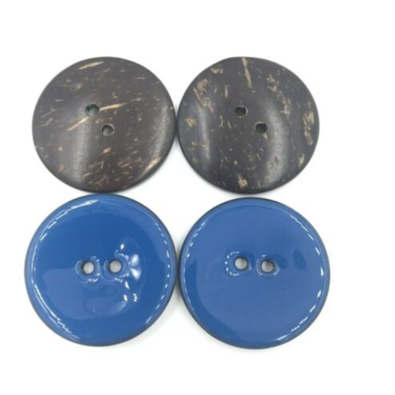 Bricolage 5 pièces coquille de noix de coco émail boutons outils de couture vêtements accessoires artisanat décoratif taille 40mm trou taille 4mm: Blue -5pcs